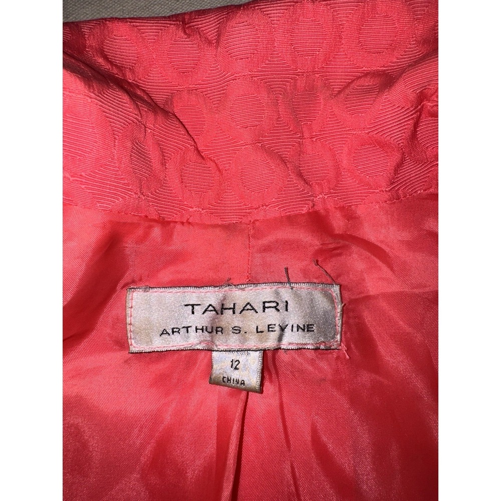 Tahari Arthur S Levine Coral Suit Blazer Skirt Set Women's Sz 12 Career - Picture 12 of 16